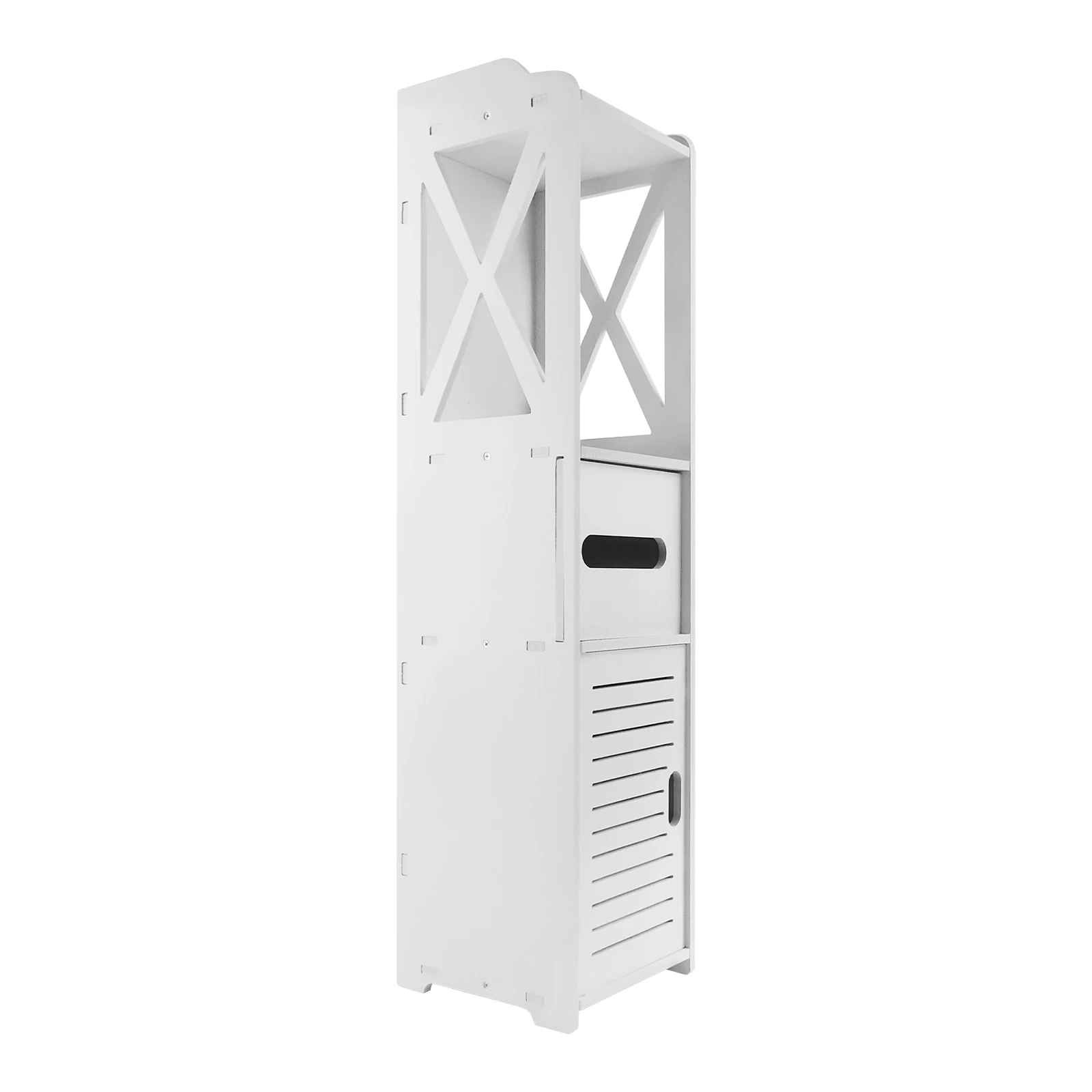 Slim Tall Bathroom Cabinet with Door 80x20x12cm PVC Material Waterproof Easy Install And Clean Storage Solution for Bathrooms