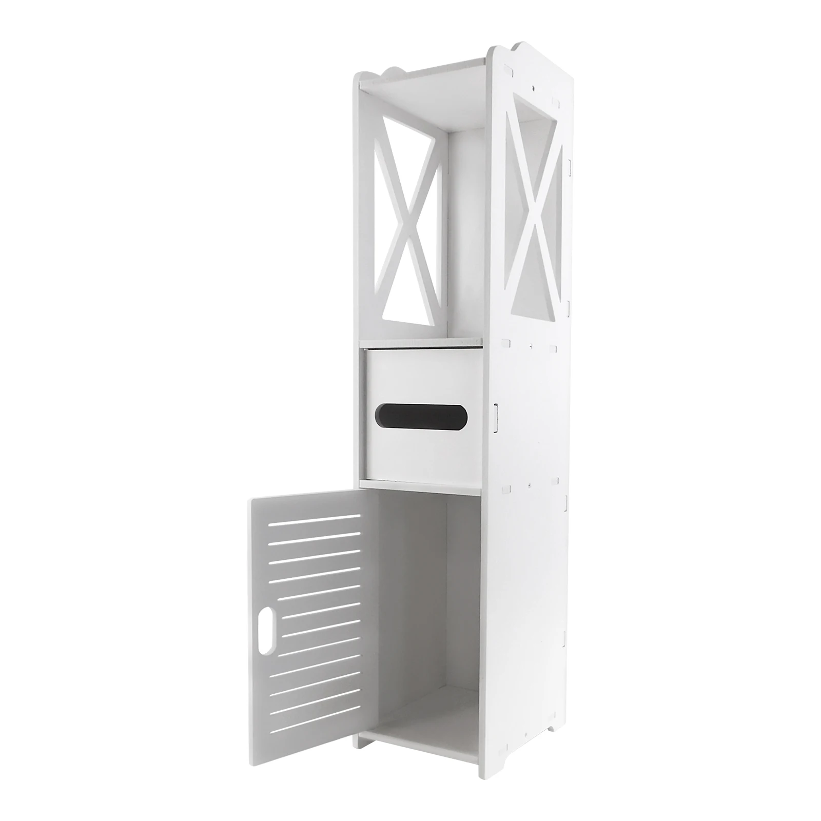 Slim Tall Bathroom Cabinet with Door 80x20x12cm PVC Material Waterproof Easy Install And Clean Storage Solution for Bathrooms