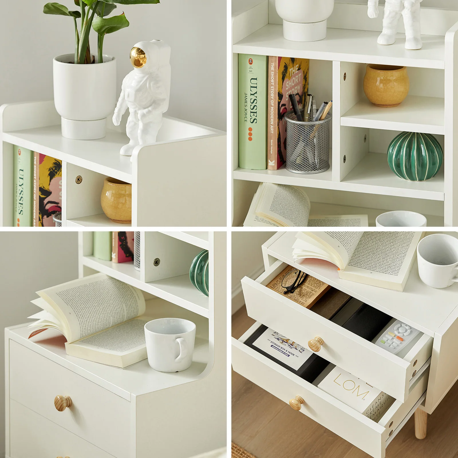 SoBuy FBT100-W 2 Drawer Open Compartments Bedside Table Sofa table side table table Phone table Night Cabinet chest of drawers