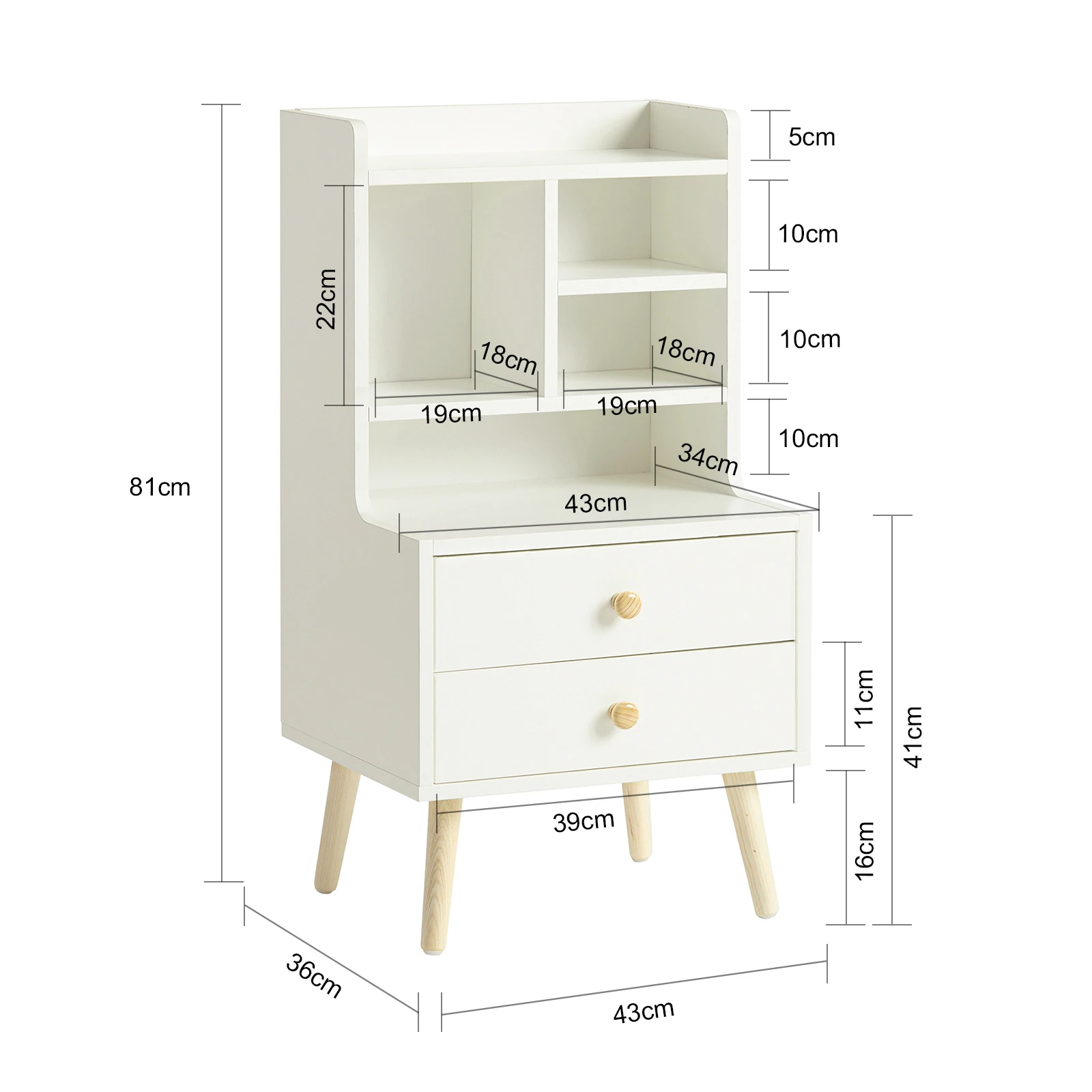 SoBuy FBT100-W 2 Drawer Open Compartments Bedside Table Sofa table side table table Phone table Night Cabinet chest of drawers