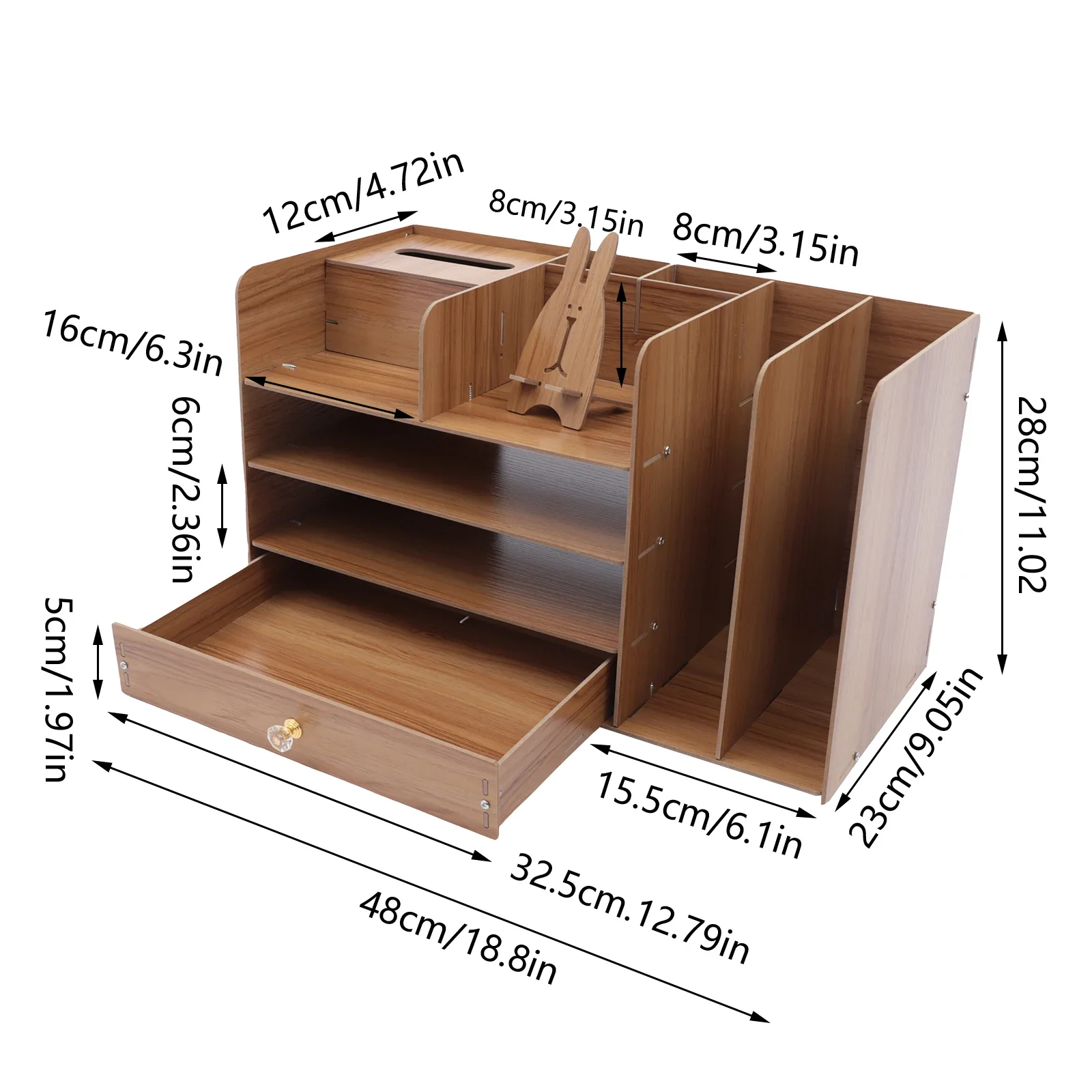 4 Layers Desk Organizer, A4 Table Organizer Paper Shelf Desk Office Supplies Storage Box for School Office 48×23×28cm