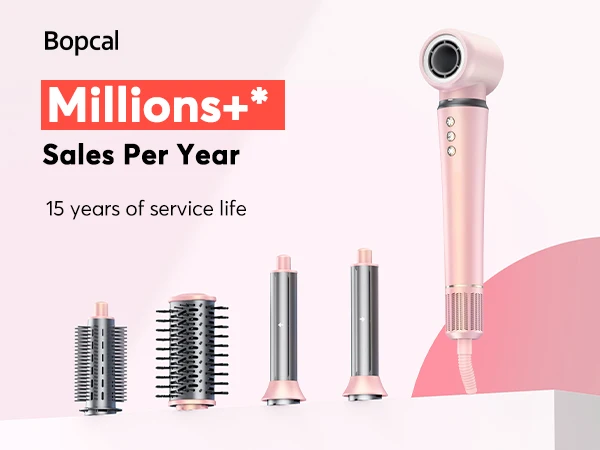 Bopcal 5 In 1 Hair Dryer Hot Air Comb Electric Hair Curling Iron 1200W High Speed Blower Multifunctional Styling Tools Hairdryer