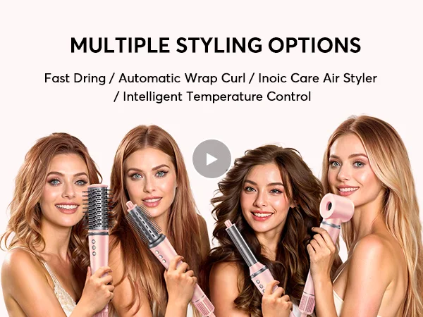 Bopcal 5 In 1 Hair Dryer Hot Air Comb Electric Hair Curling Iron 1200W High Speed Blower Multifunctional Styling Tools Hairdryer