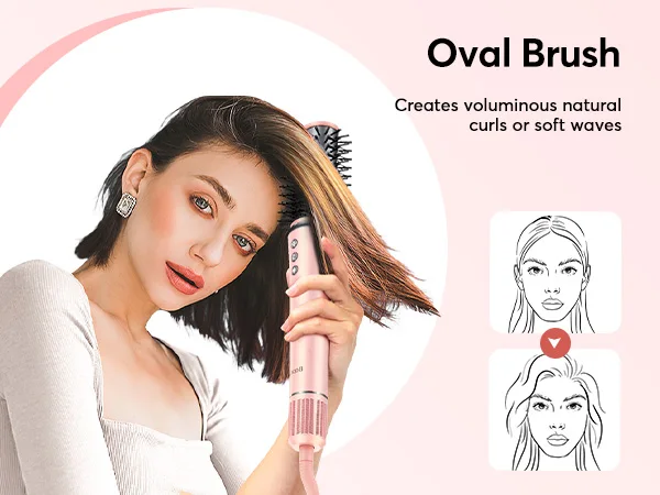 Bopcal 5 In 1 Hair Dryer Hot Air Comb Electric Hair Curling Iron 1200W High Speed Blower Multifunctional Styling Tools Hairdryer