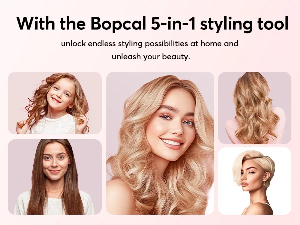 Bopcal 5 In 1 Hair Dryer Hot Air Comb Electric Hair Curling Iron 1200W High Speed Blower Multifunctional Styling Tools Hairdryer