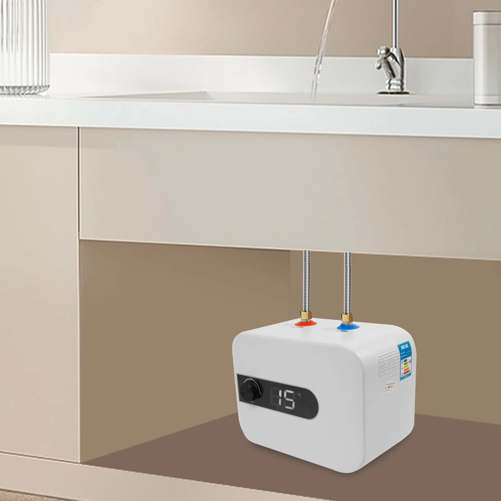6/8L Water Heater, 1500W Water Heater, Electric Mini Tank Water Heater, Bathroom Kitchen Instant Electric Water Heater