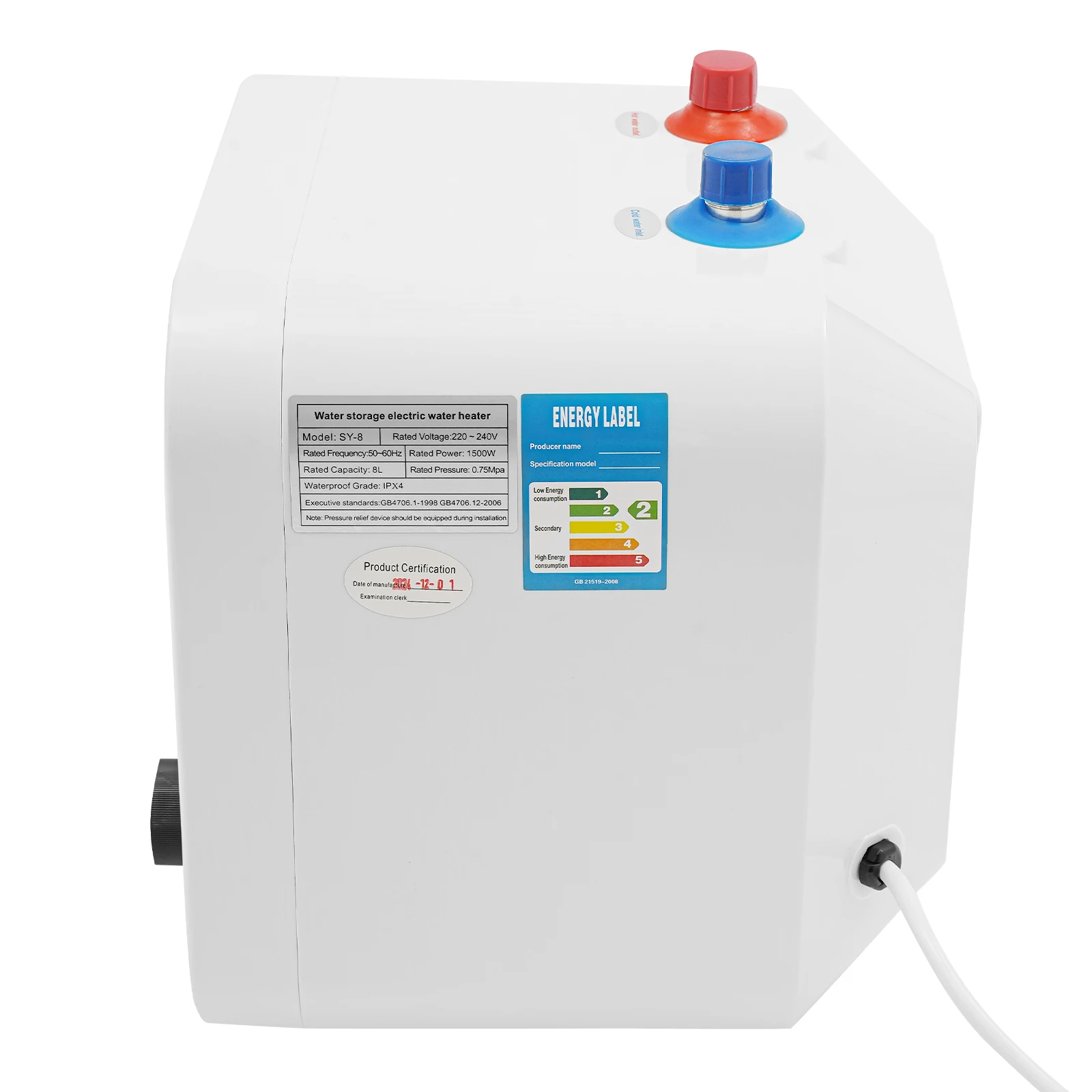 6/8L Water Heater, 1500W Water Heater, Electric Mini Tank Water Heater, Bathroom Kitchen Instant Electric Water Heater