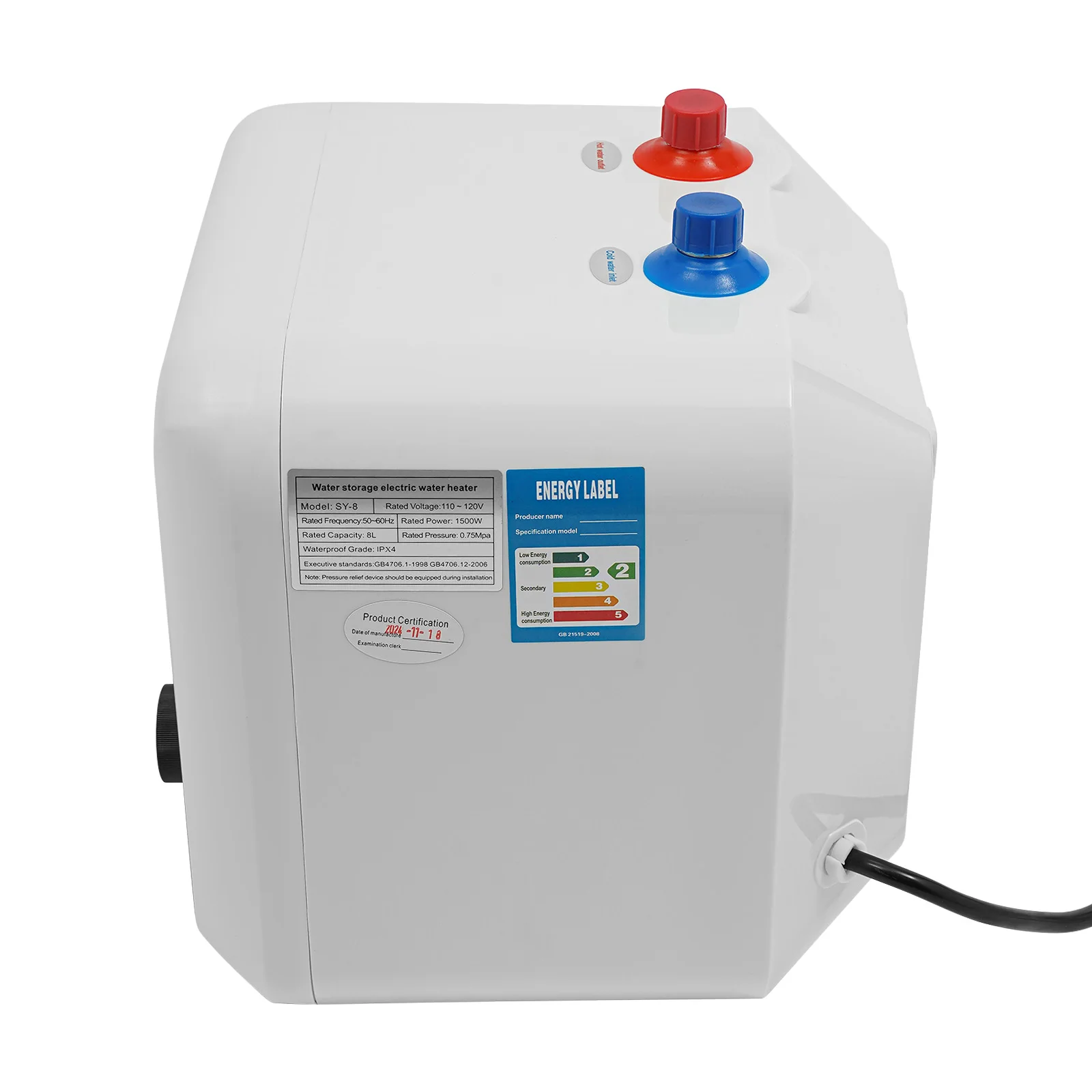 6/8L Water Heater, 1500W Water Heater, Electric Mini Tank Water Heater, Bathroom Kitchen Instant Electric Water Heater