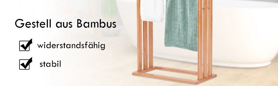 Towel Holder standing 3 stainless steel pole towel stand bamboo stand towel holder bathroom organizer