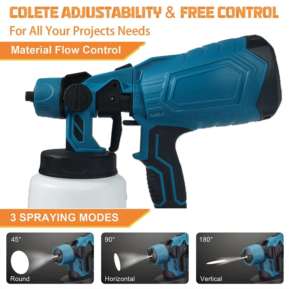 1000ML Electric Spray Gun HVLP Paint Sprayer Auto Steel Coating Airbrush Home Cordless Paint Sprayer For Makita 18V Battery Pin