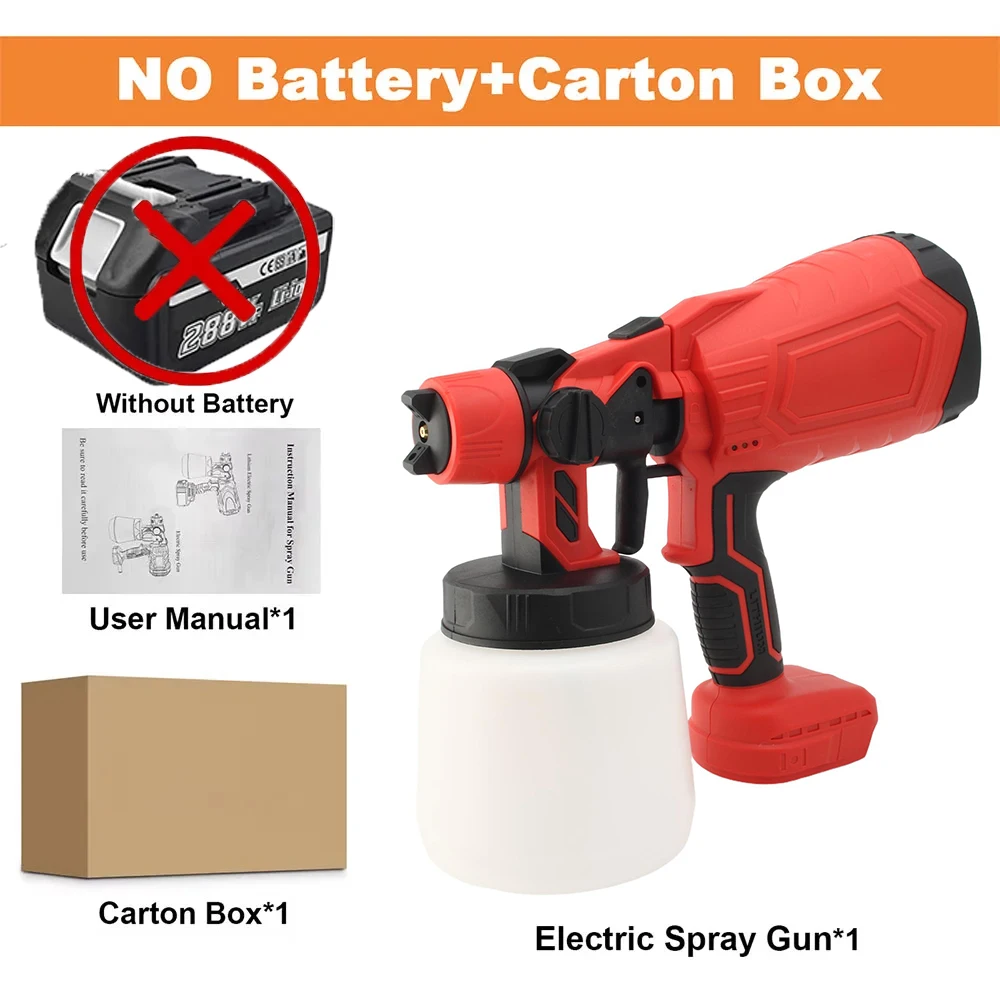 1000ML Electric Spray Gun HVLP Paint Sprayer Auto Steel Coating Airbrush Home Cordless Paint Sprayer For Makita 18V Battery Pin