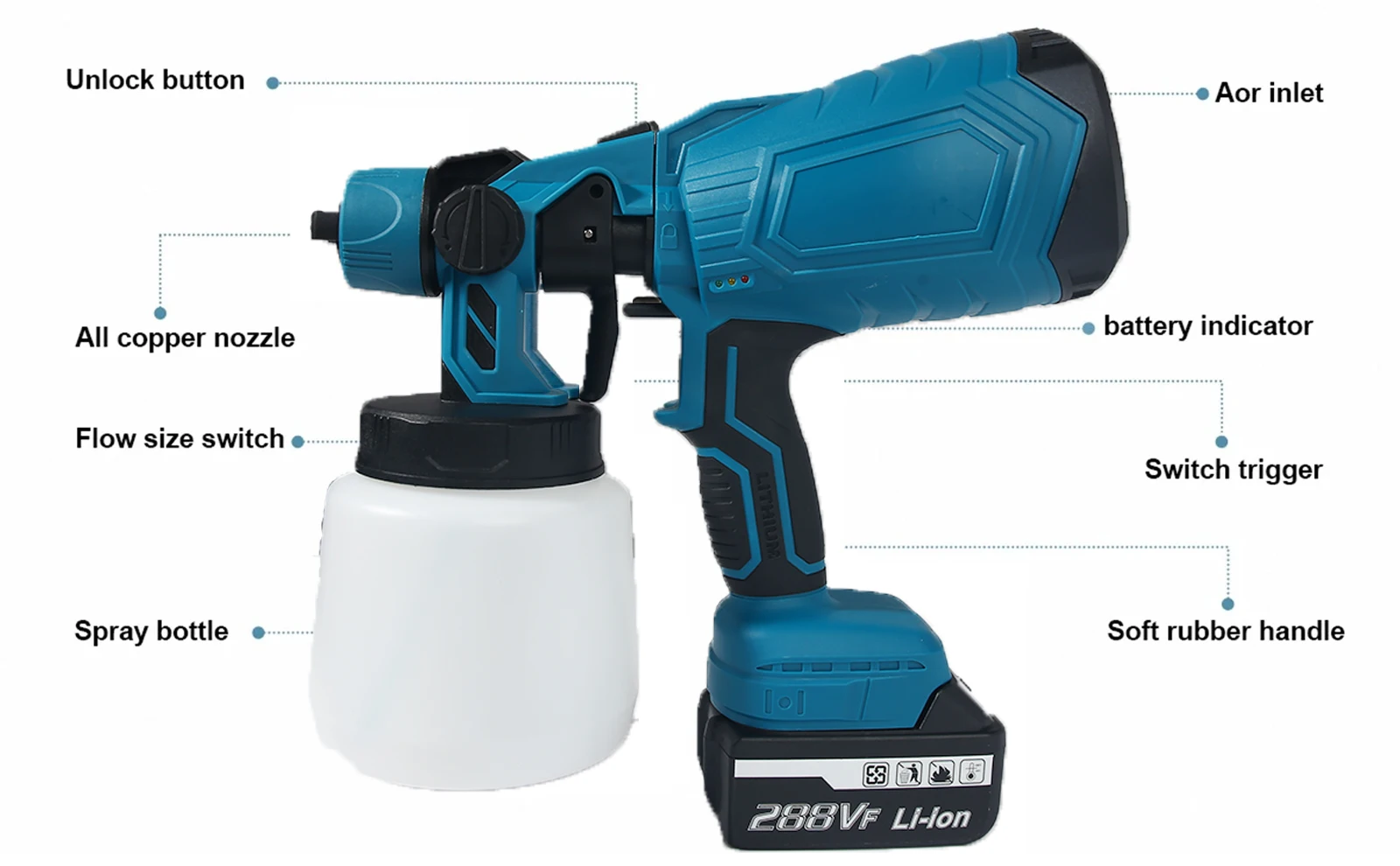 1000ML Electric Spray Gun HVLP Paint Sprayer Auto Steel Coating Airbrush Home Cordless Paint Sprayer For Makita 18V Battery Pin
