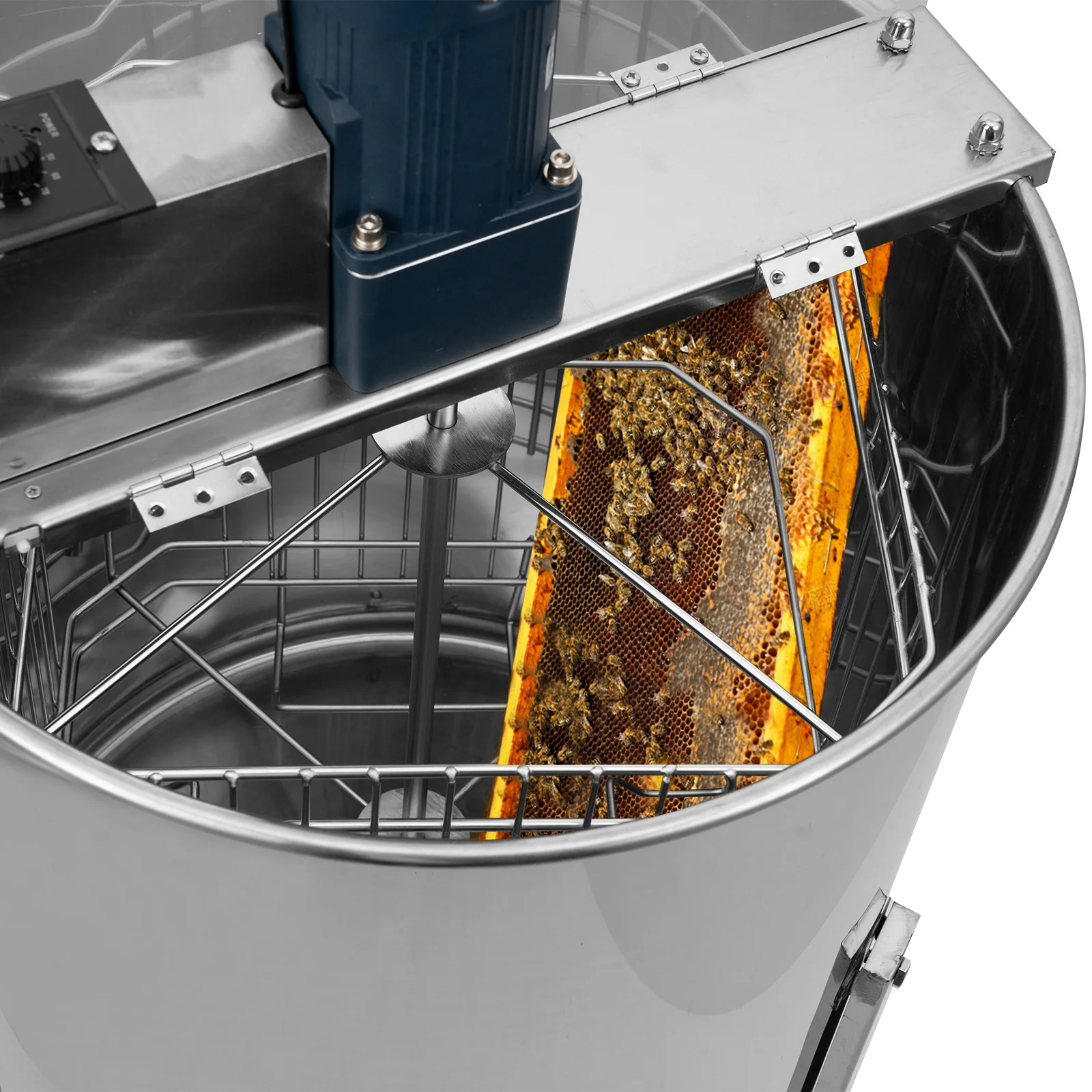 Electric Honey Extractor 10Kg Stainless Steel Beekeeping Extraction 4 Frame Honeycomb Spinner Crank Honey Centrifuge 270rpm
