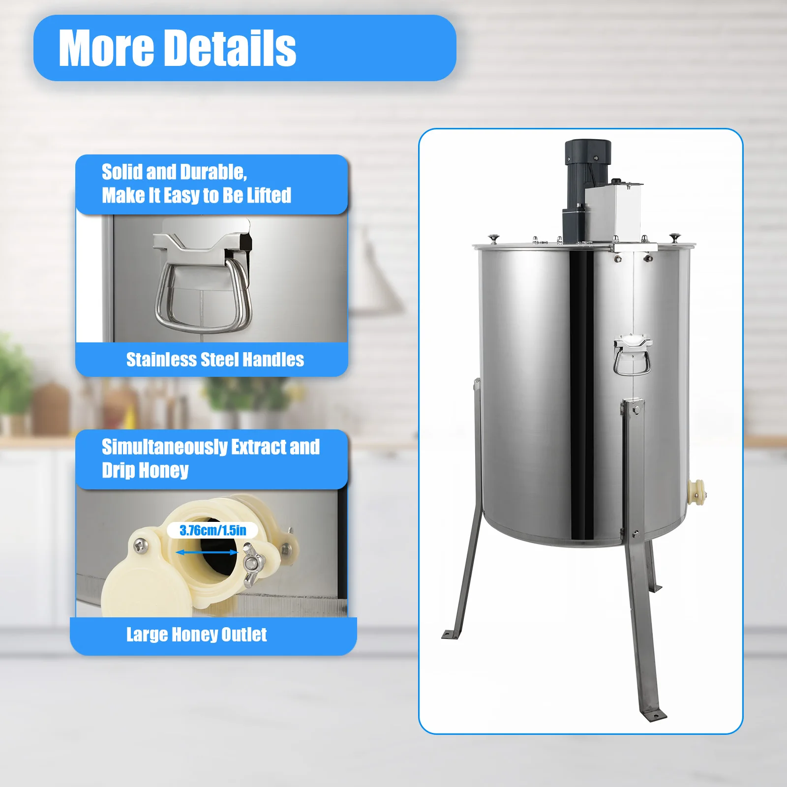 Electric Honey Extractor 10Kg Stainless Steel Beekeeping Extraction 4 Frame Honeycomb Spinner Crank Honey Centrifuge 270rpm
