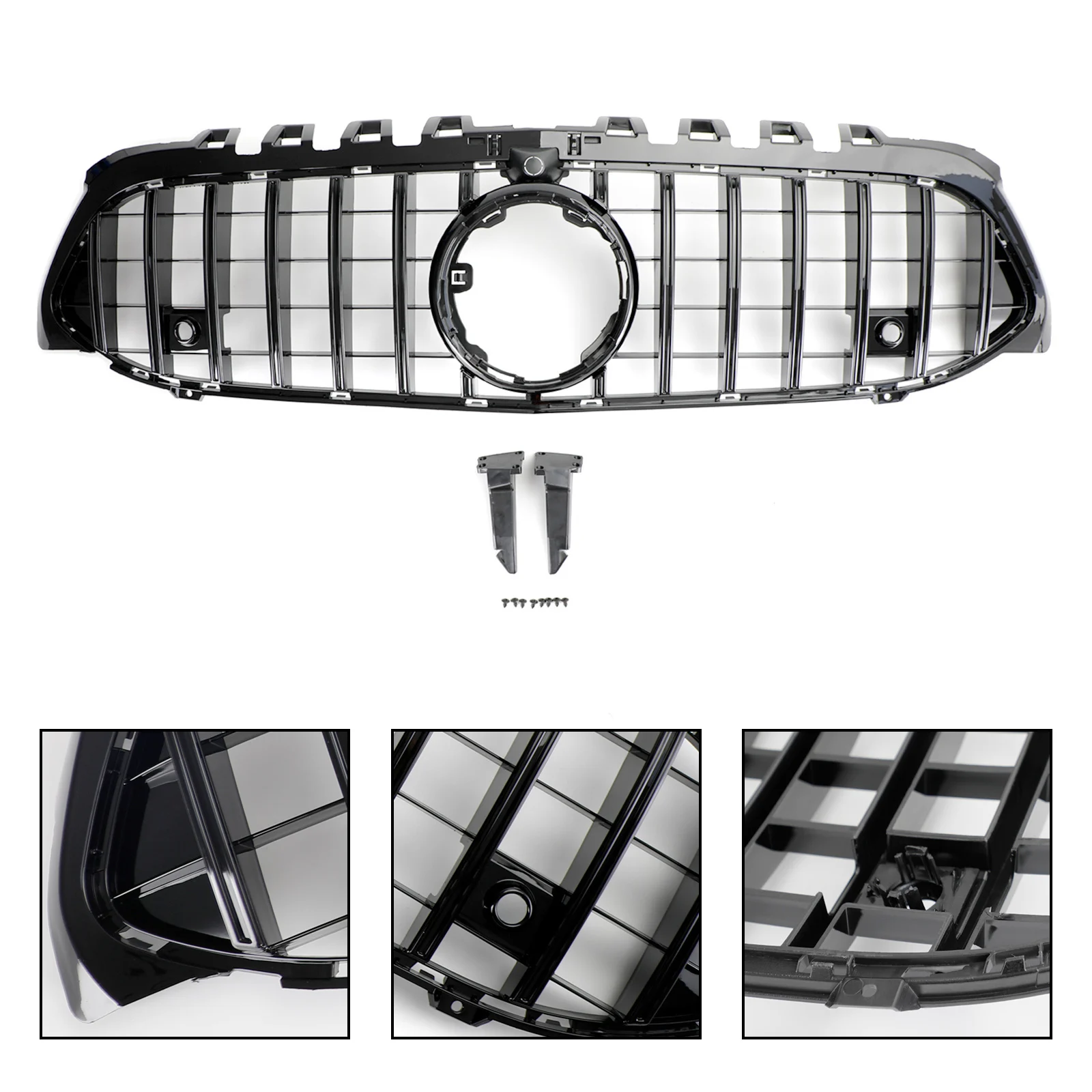GT Style Front Bumper Grille Fit for Mercedes Benz A-Class W177 2019-2023 Black