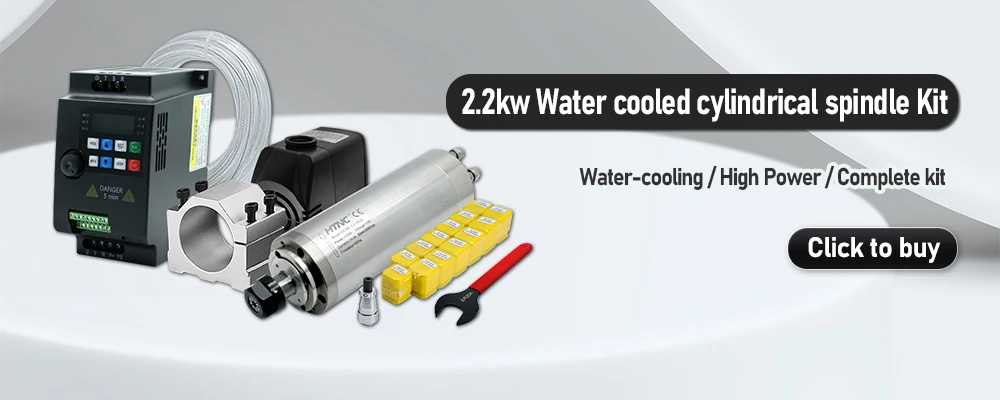 HTNC 2.2KW Water Cooled CNC Spindle Motor Kit 220V ER20 24000RPM 80mm Round Spindle with VFD Inverter Water Pump Bracket Collets for CNC Router Engraver