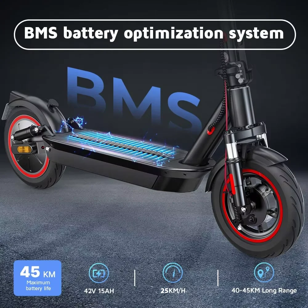 Electric Scooter i10 battery 15 Ah inflatable tires 10 inch range 45 km maximum speed 25 km/h mobile app compatible