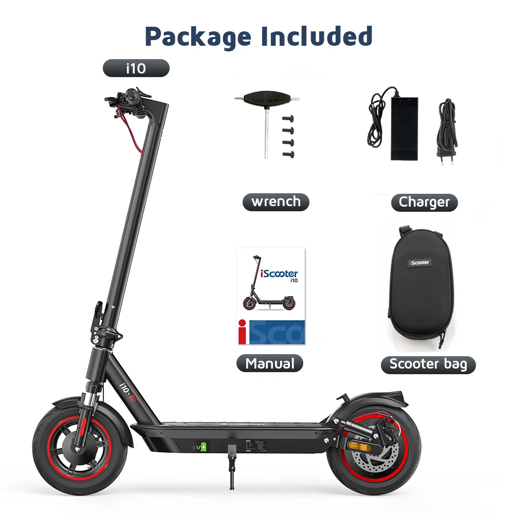 Electric Scooter i10 battery 15 Ah inflatable tires 10 inch range 45 km maximum speed 25 km/h mobile app compatible