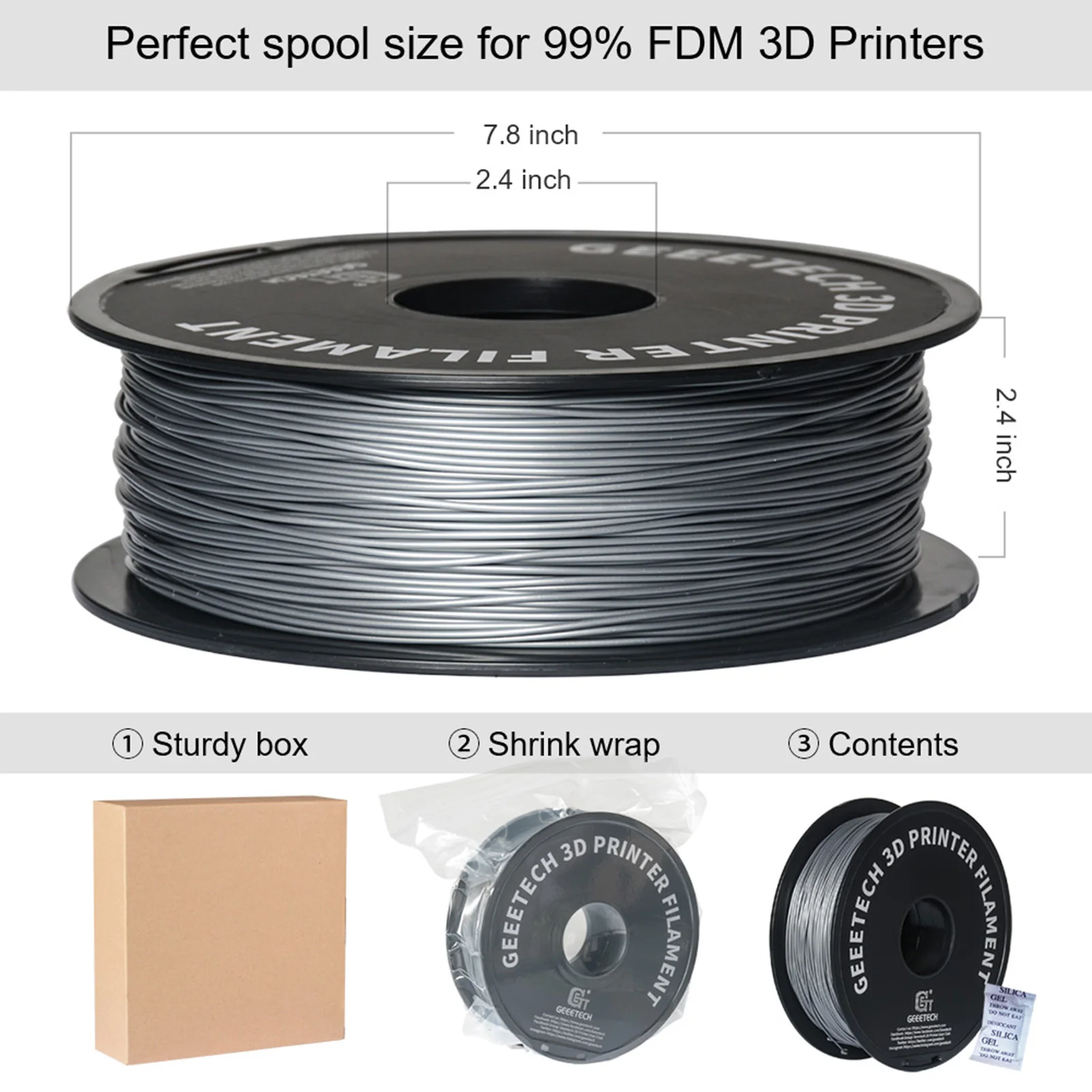 PLA Filament for 3D Printer 1.75mm Dimensional Accuracy +/- 0.03mm 1kg 3D Printing Material Spool (2.2 lbs)