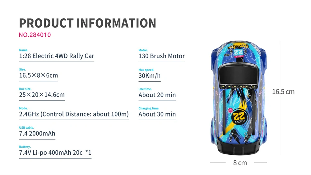 Brushed RTR RC Car Wltoys 284010 1/28 2.4G 4WD Drift LED Lights 30m/h High Speed Full Proportional Vehicle Models Toy