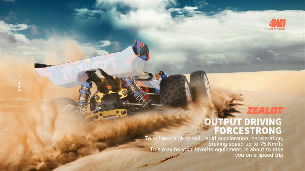Wltoys 124007 1/12 2.4G 4WD Brushless RC Car 75km/h Off-Road Speed Racing Vehicles Models RTR Toys