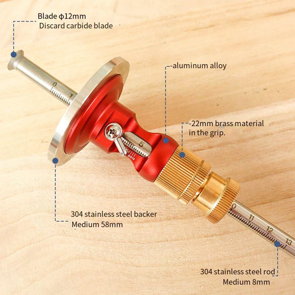 Woodworking Scriber Dual Purpose Tool European Style Aluminum Alloy Brass Stainless Steel Precise Marking Depth Measurement
