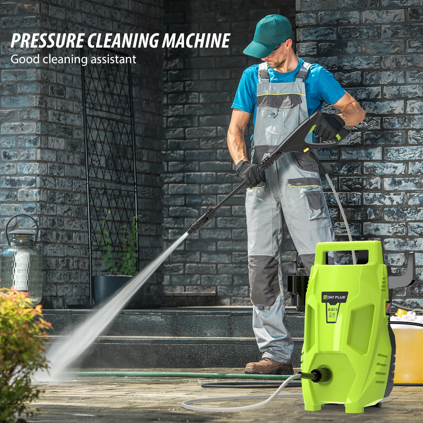 DayPlus Hochdruckreiniger, elektrischer Waschpistole 200Bar/3000PSI-3000W Strahlwasserreiniger für Terrassen, Autos, Garten