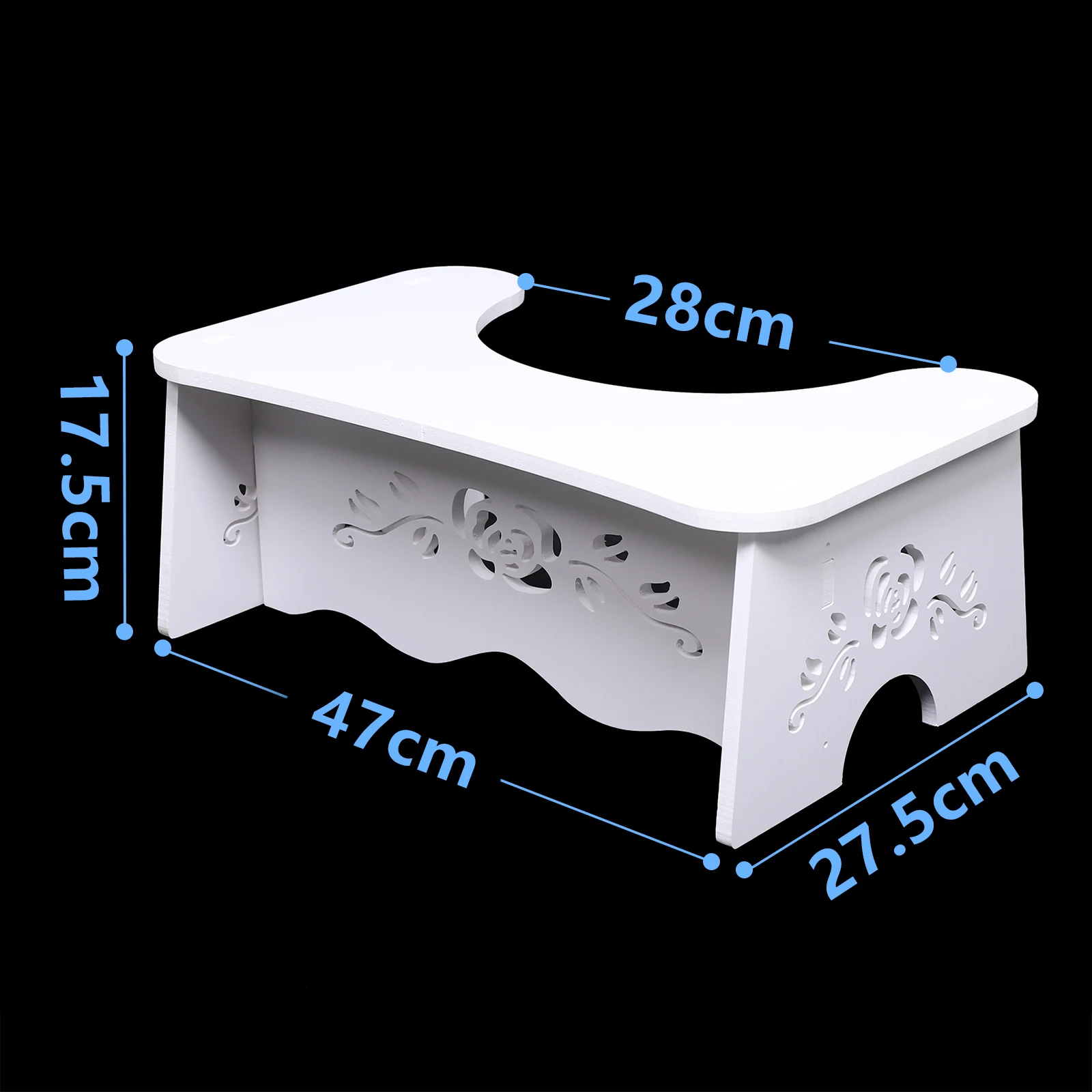 47x27.5x17.5cm White Toilet Aid Stool MDF Toilet Chair Easy to Assemble for ANY Standard Toilet or Bathroom