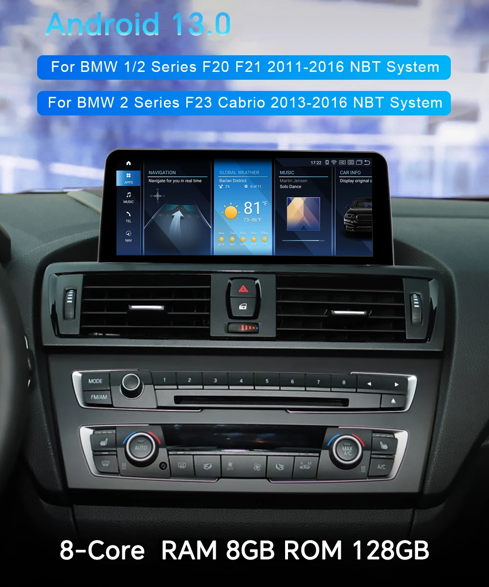 Bonroad 8GB 128GB Snadragon Android 13 Car Radio Screen For BMW F20 F21 F22 F30 F31 F32 F34 F36 Multimedia Player GPS Navigation