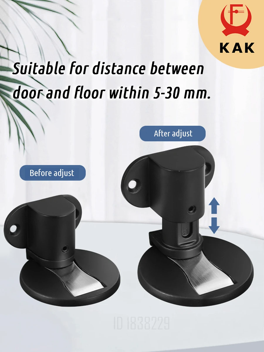 KAK 2PCS Adjustable Door Stop Punch-free Magnetic Anti-collision Door Stopper Invisible Floor Door Stop Wall Protect Hardware