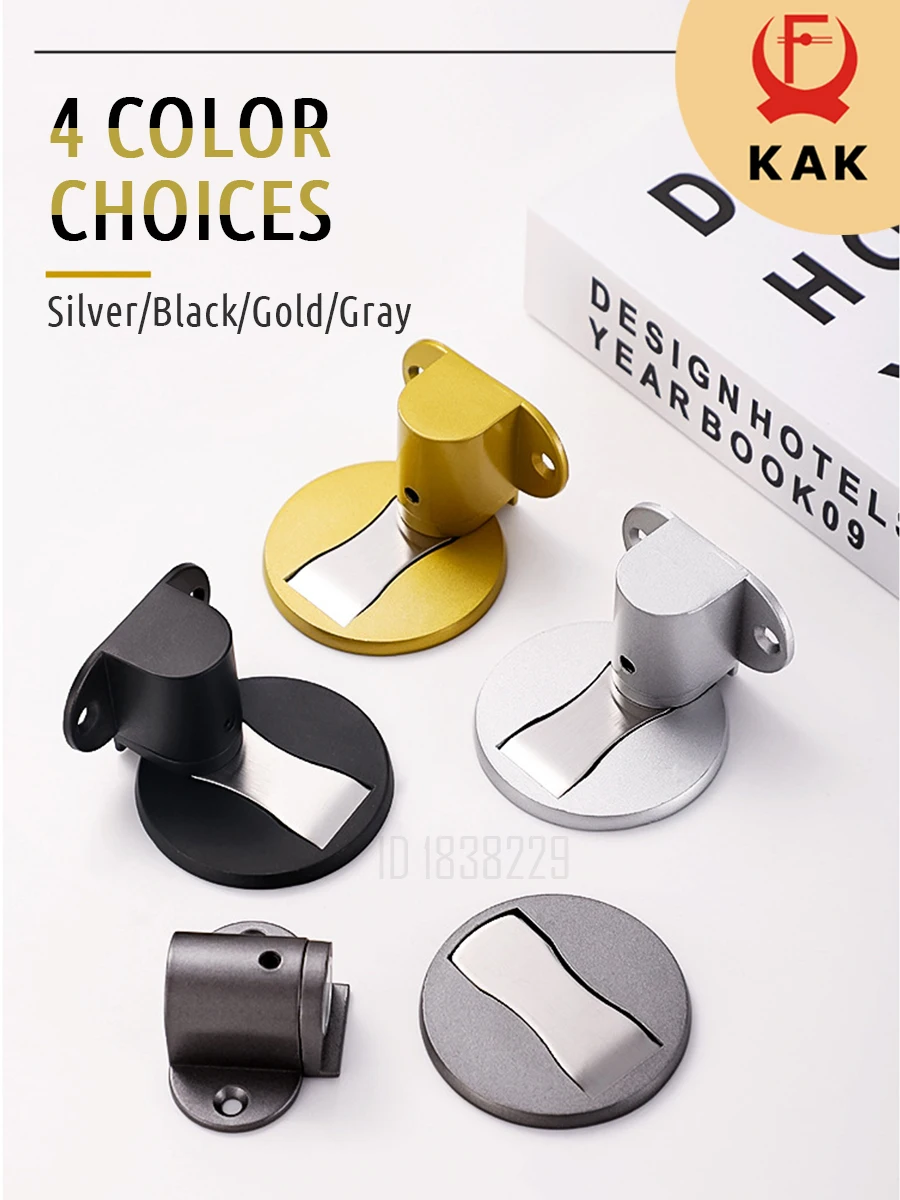 KAK 2PCS Adjustable Door Stop Punch-free Magnetic Anti-collision Door Stopper Invisible Floor Door Stop Wall Protect Hardware