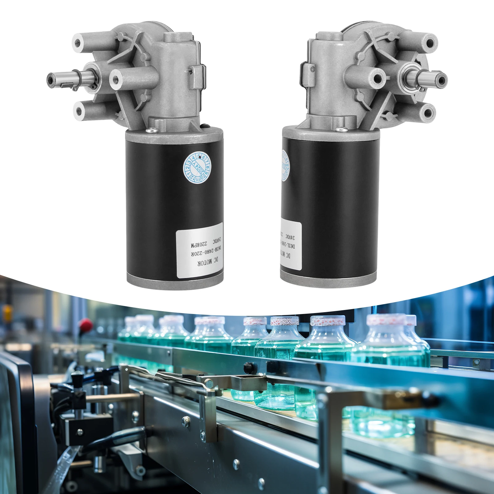 Micro DC Motor DC Gear Motor Electric Geared Motor DC Reduction Motor Self-Locking Motor Left/ Right(Selectable) 80W-24V 220RPM