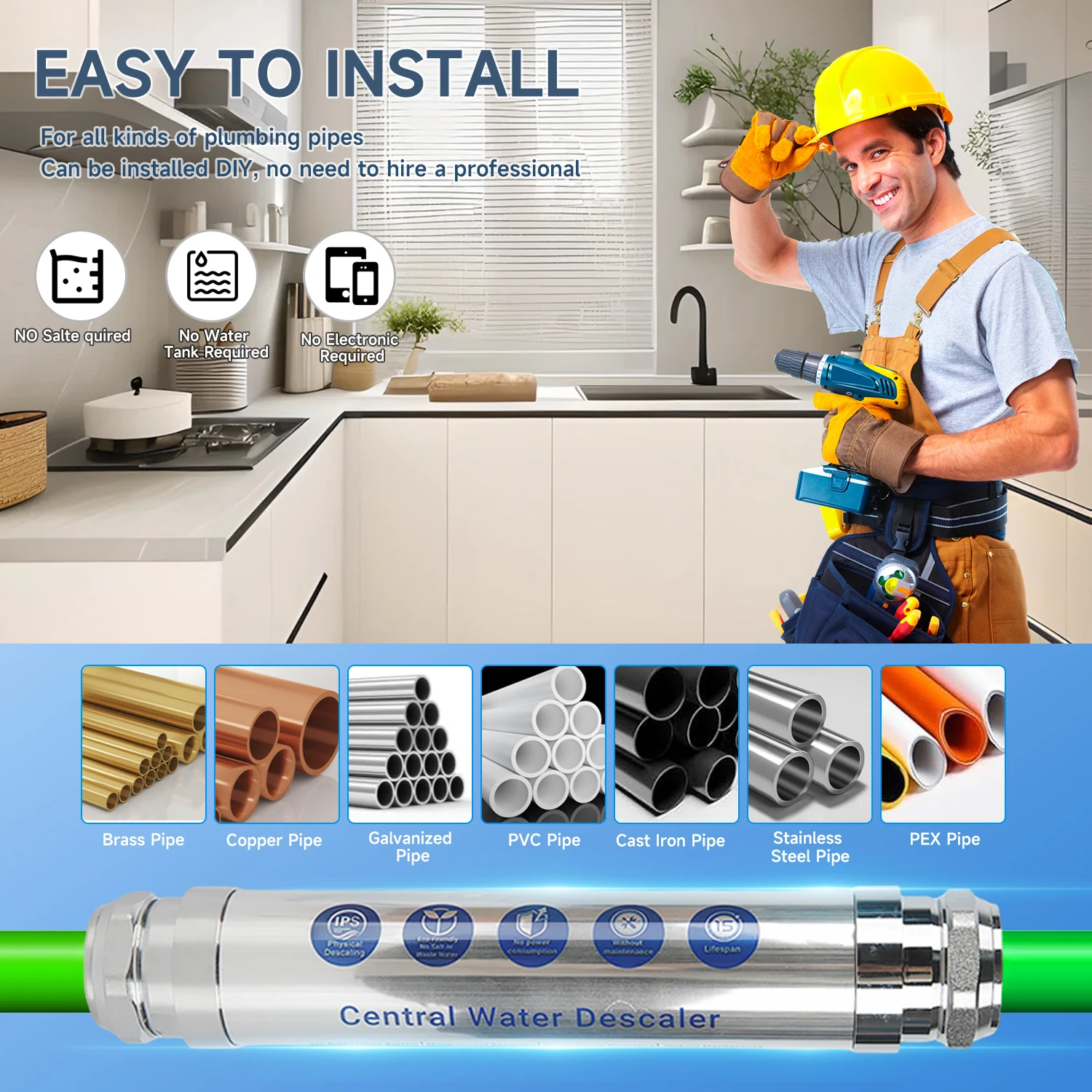 LPS Water Softener House Scale Inhibition System Descaler Water Filter purify Home LPS Scale Inhibition System DN20