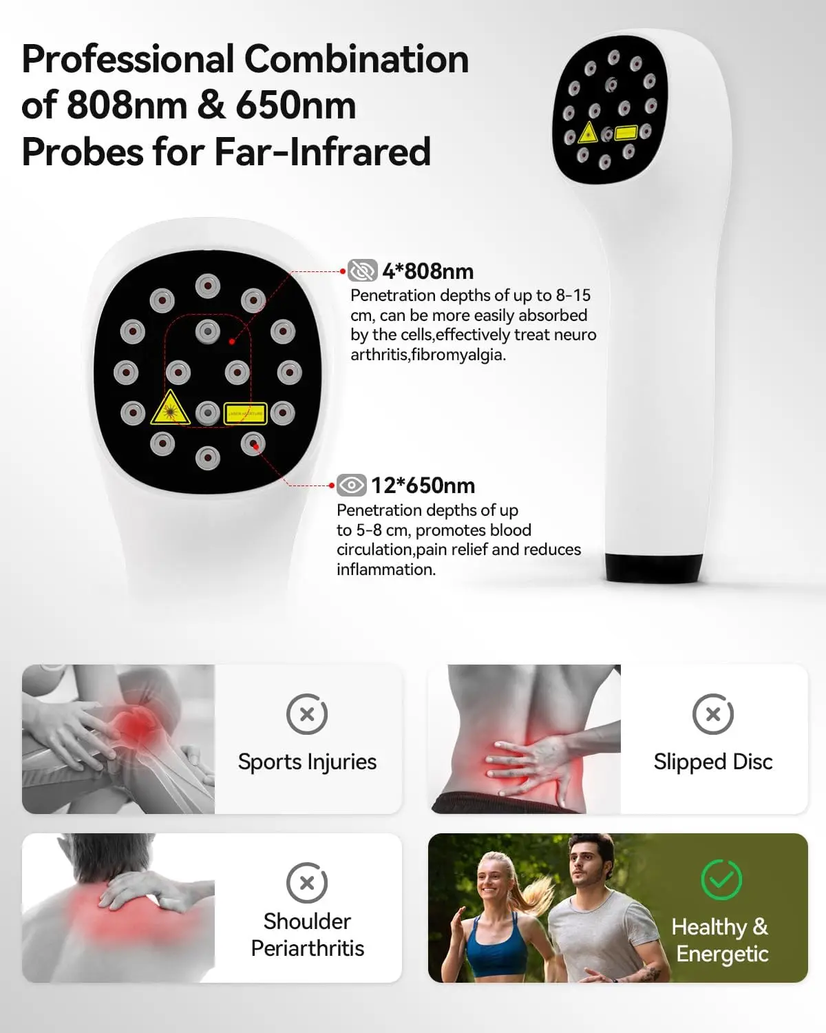 4x808nm Laser Therapy Device for Body Pain Relief LLLT Physiotherapy Equipment for Knee Pain Arthritis Frozen Shoulder for Horse