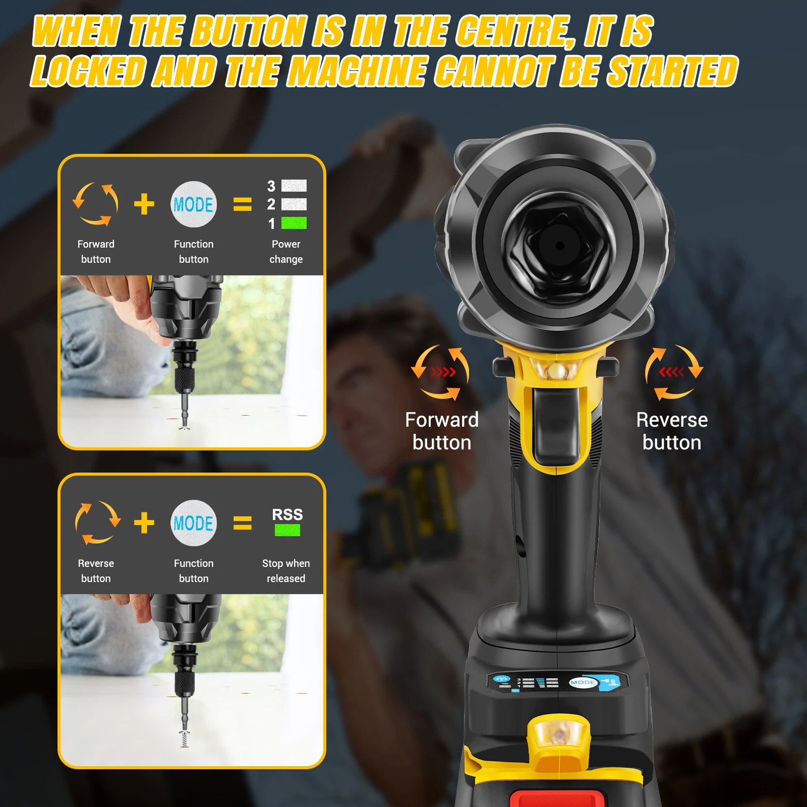750NM High Torque Brushless Electric Impact Wrench 1/2", 21V Battery Cordless Wrench for Car Repair Power Tool 3-Speed 6000mAh