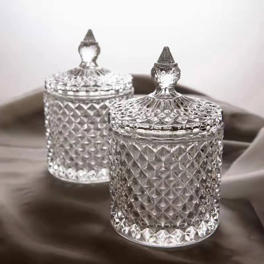 Crystal Glass Candy Cup European Creative with Lid Candy Jar Tray Fruit Candy Bucket Storage Jar Creative Living Room Decoration