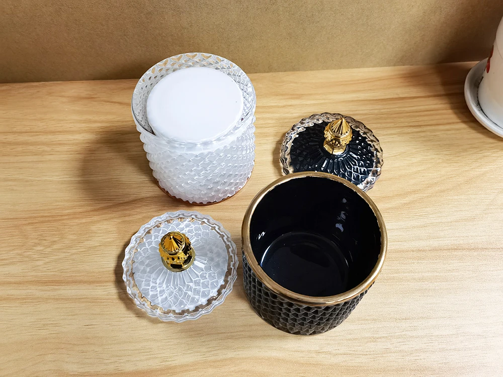 Crystal Glass Candy Cup European Creative with Lid Candy Jar Tray Fruit Candy Bucket Storage Jar Creative Living Room Decoration