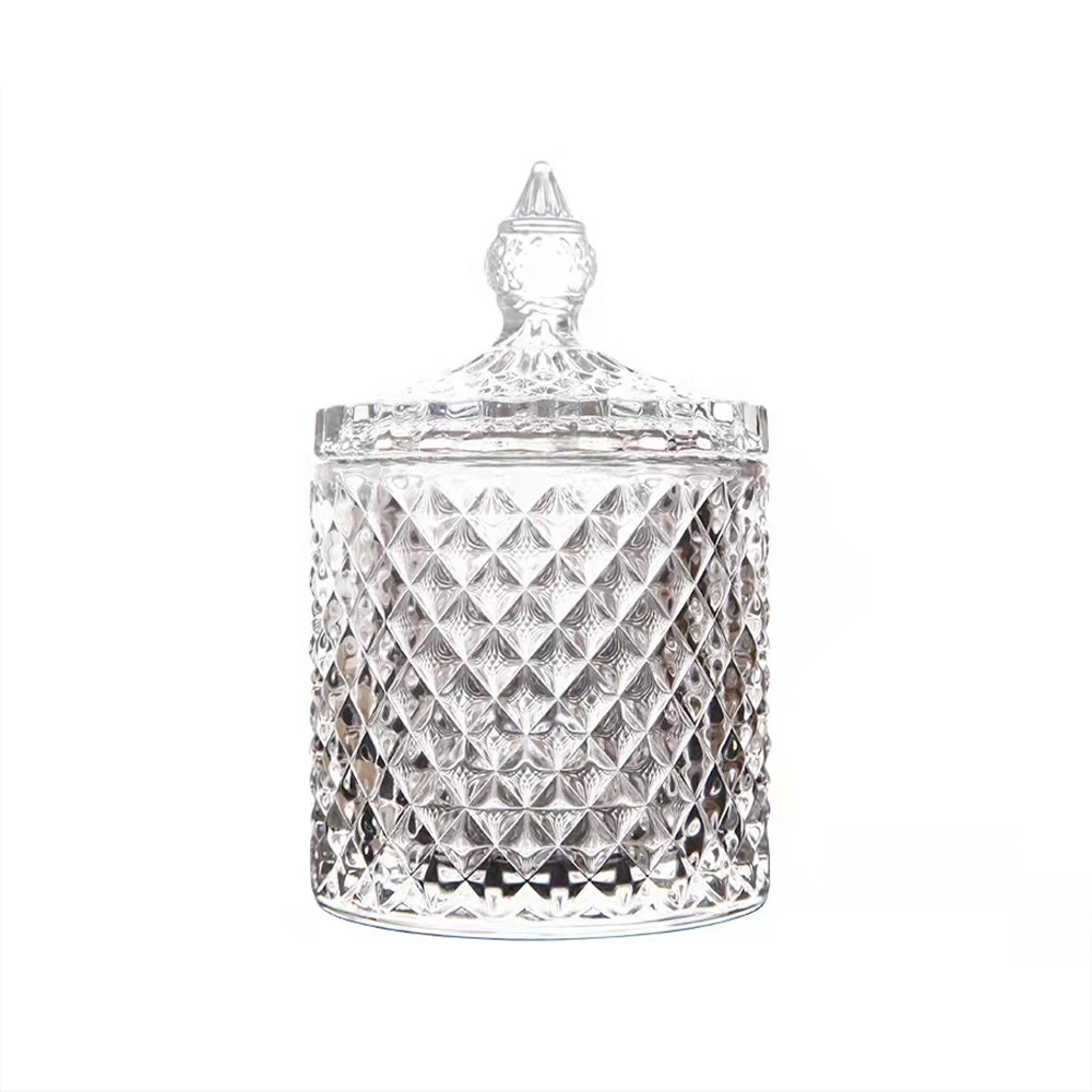 Crystal Glass Candy Cup European Creative with Lid Candy Jar Tray Fruit Candy Bucket Storage Jar Creative Living Room Decoration