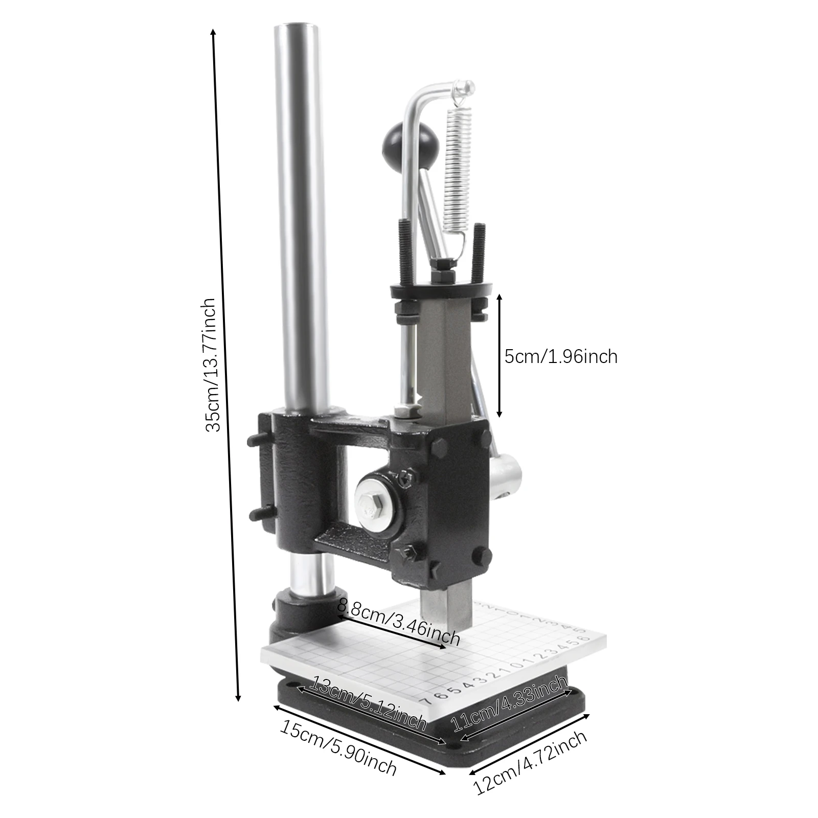 Manual Press Puncher 0-16cm Adjustable Height for Leather Craftsmen for Punching Pronging Stamping Processes