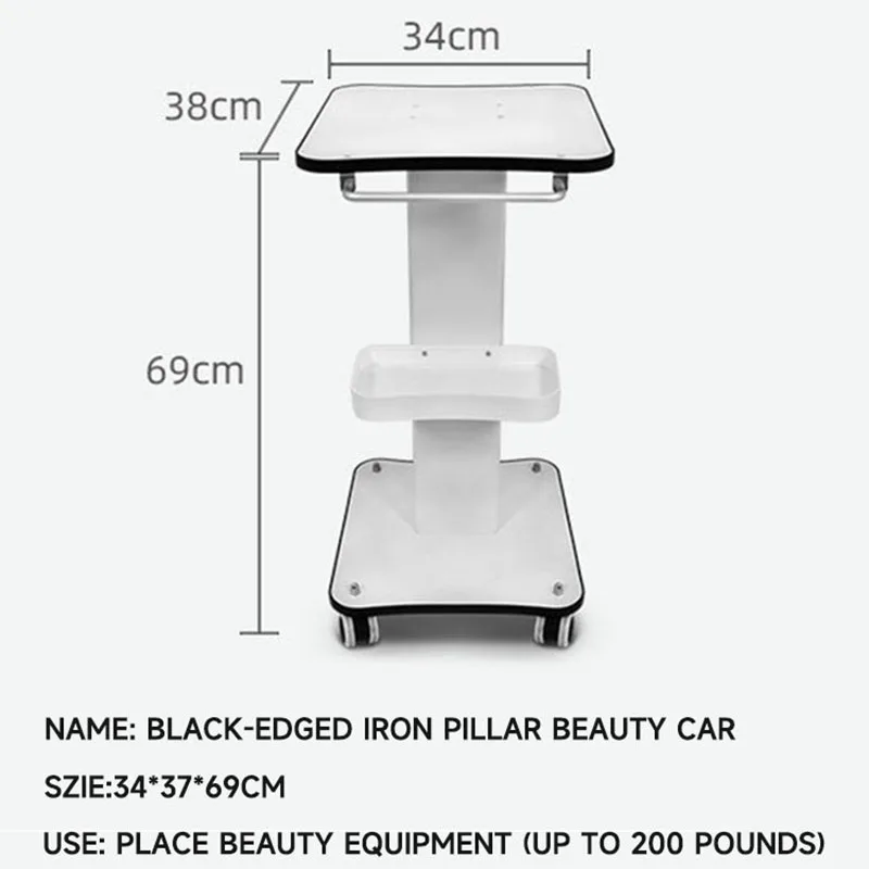 NEWGAGA Beauty Salon Stand Rolling Trolley Machine Cart SPA Wheel Holder Storage Equipment Organizer 3 Tier with Push Handle