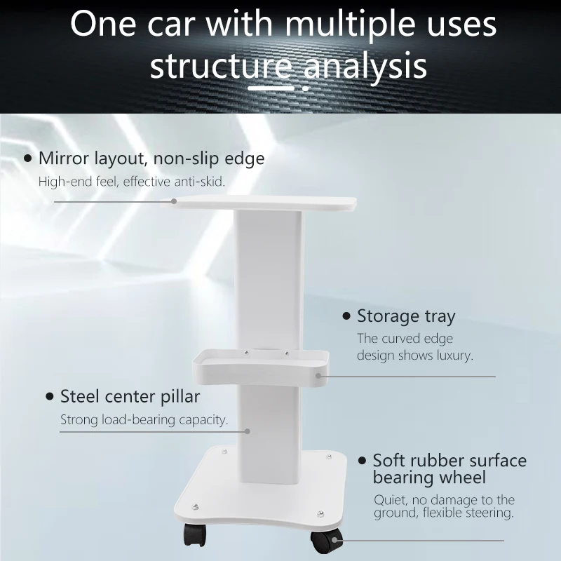 NEWGAGA Beauty Salon Stand Rolling Trolley Machine Cart SPA Wheel Holder Storage Equipment Organizer 3 Tier with Push Handle