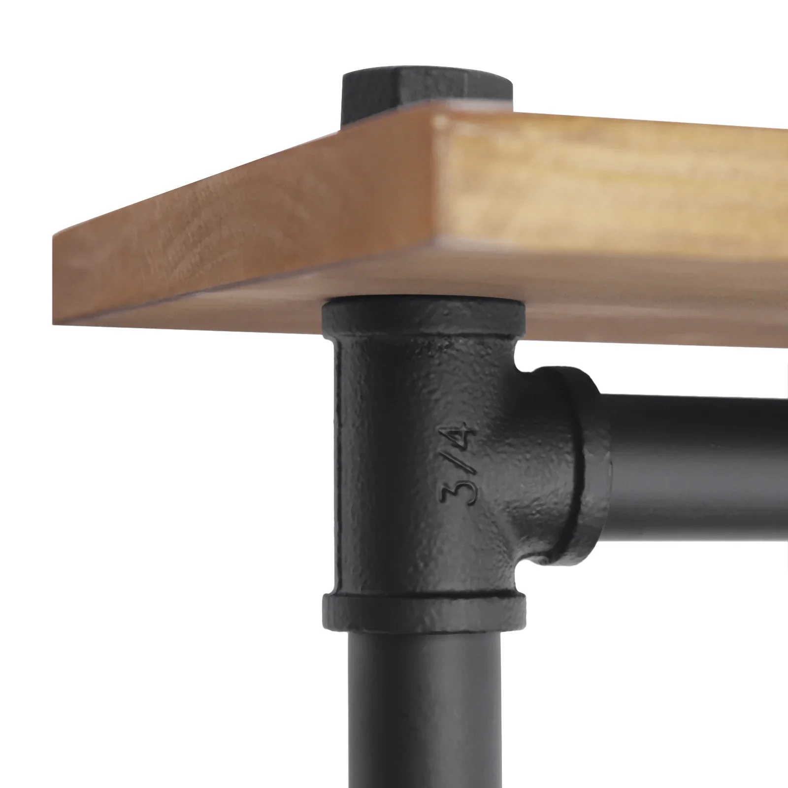 3-Shelves Vintage Industrial Pipe Wall Shelf Bracket Wooden Bookshelf Kitchen Shelf Brown Wall Mounted Pipe Design Bookcases