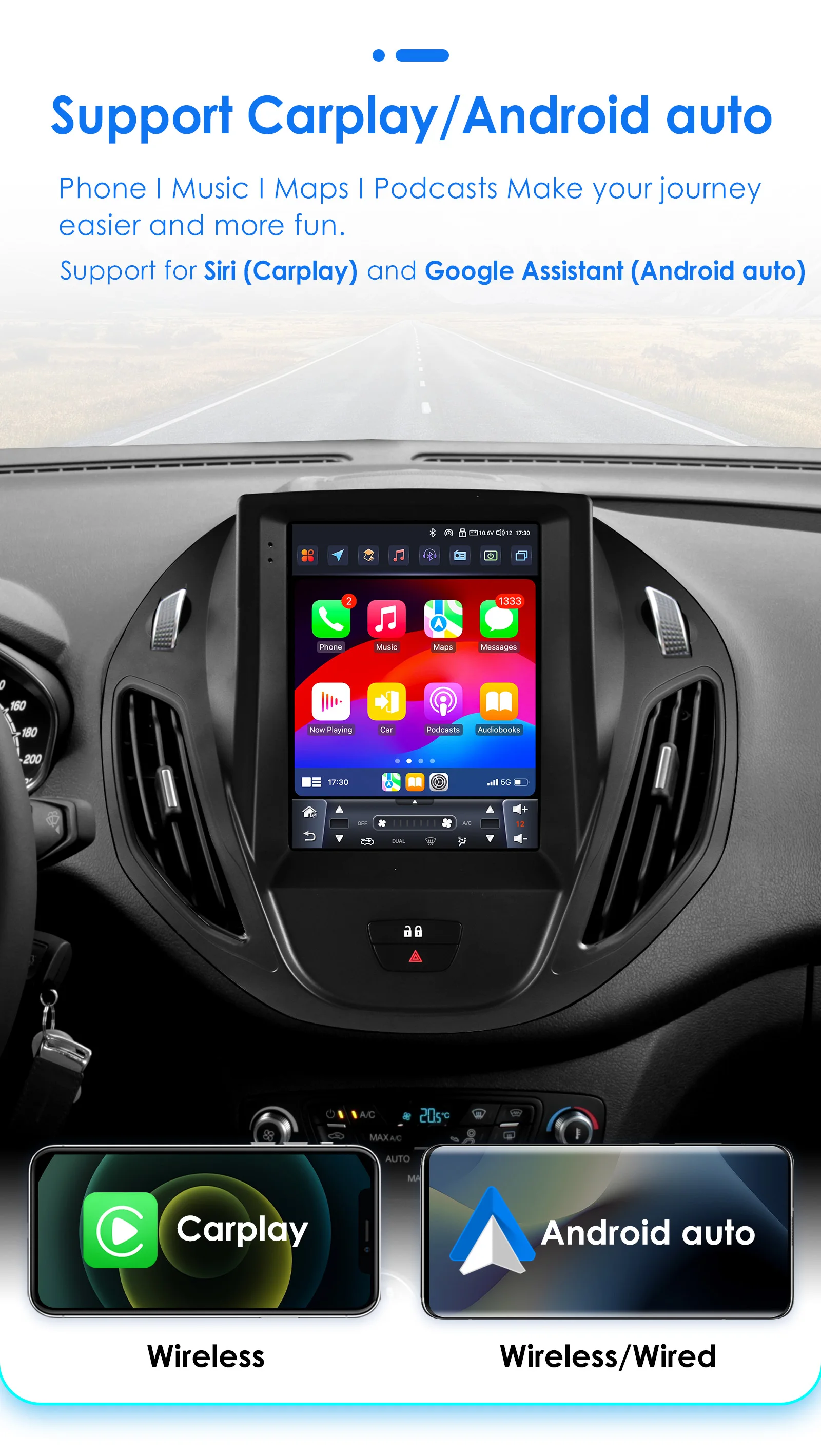 Hizpo 9.7" ForTesla Style Radio For Ford Tourneo Transit 2012-2023 4G Car Multimedia GPS Wireless CarPlay Android Auto Navi Wifi