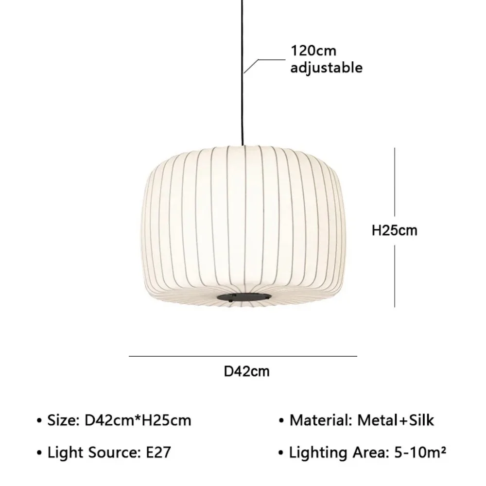 Modern Japanese Wabi Sabi Silk Chandelier E27 Hanging Light Nordic Home Decor for Living Dining Room Bedroom B&B Loft No Bulb