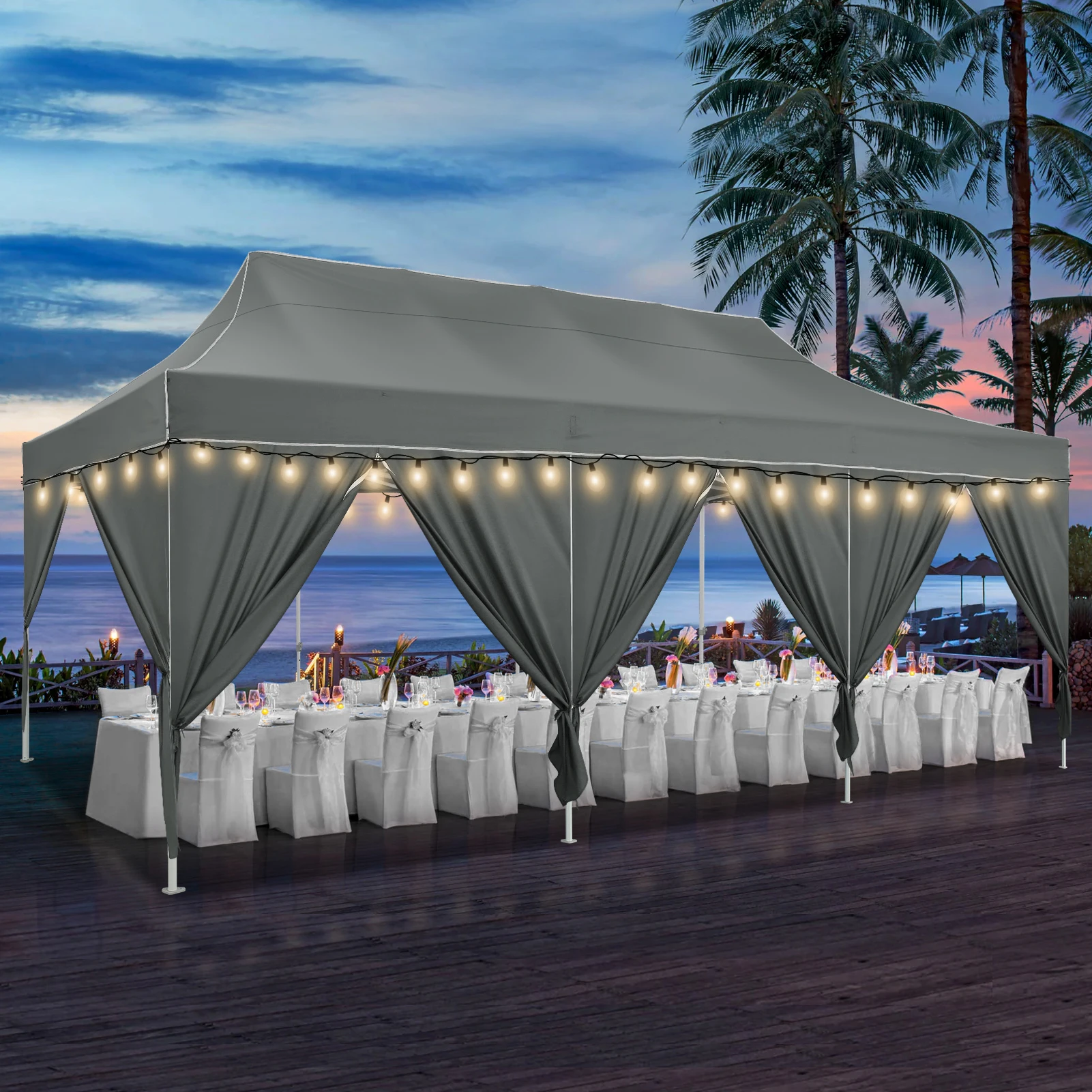 3x6m Folding Gazebo Party Tent Pop Up Canopy Garden Gazebo With 6 Side Wall 4 Sandbags For Weddings Backyard Market Event Tents