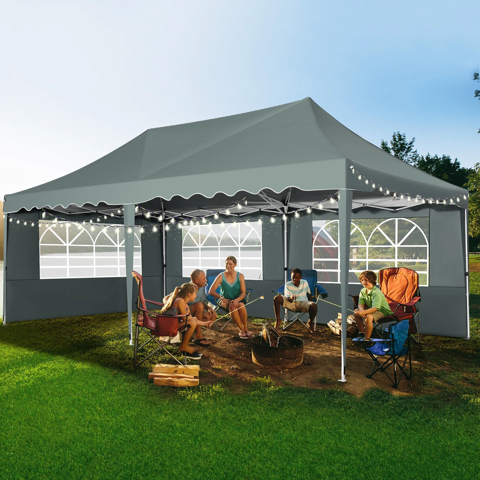 3x6m Folding Gazebo Party Tent Pop Up Canopy Garden Gazebo With 6 Side Wall 4 Sandbags For Weddings Backyard Market Event Tents