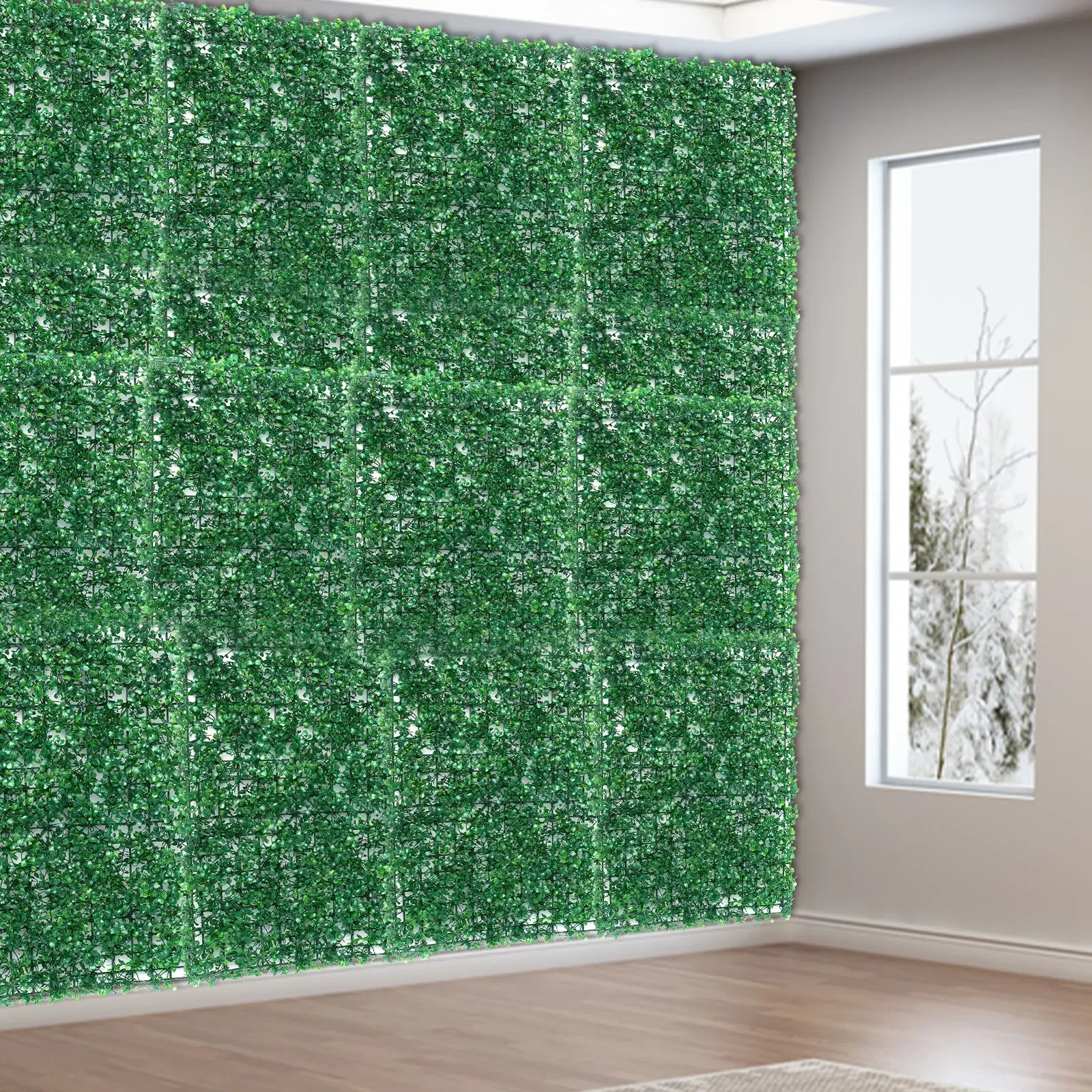 12Pcs 60x40cm Artificial Hedge Screen Privacy Fence Faux Plant Leaves Panels Boxwood Grass for Home Garden Decor Yard Wall Decor