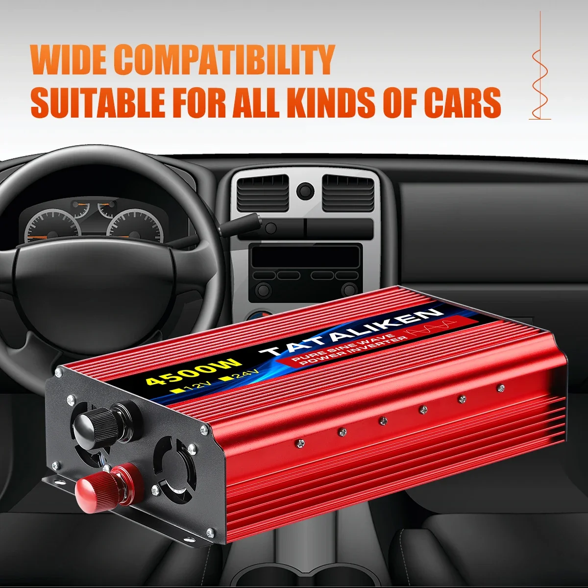 1000W-10000W 50HZ Pure Sine Wave DC12 To AC 220V Voltage Power Converter Solar Car Transformer With LED Displa