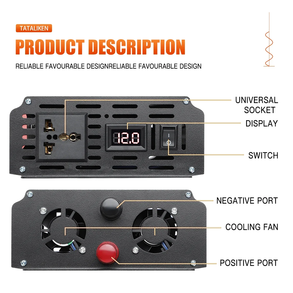 1000W-10000W 50HZ Pure Sine Wave DC12 To AC 220V Voltage Power Converter Solar Car Transformer With LED Displa