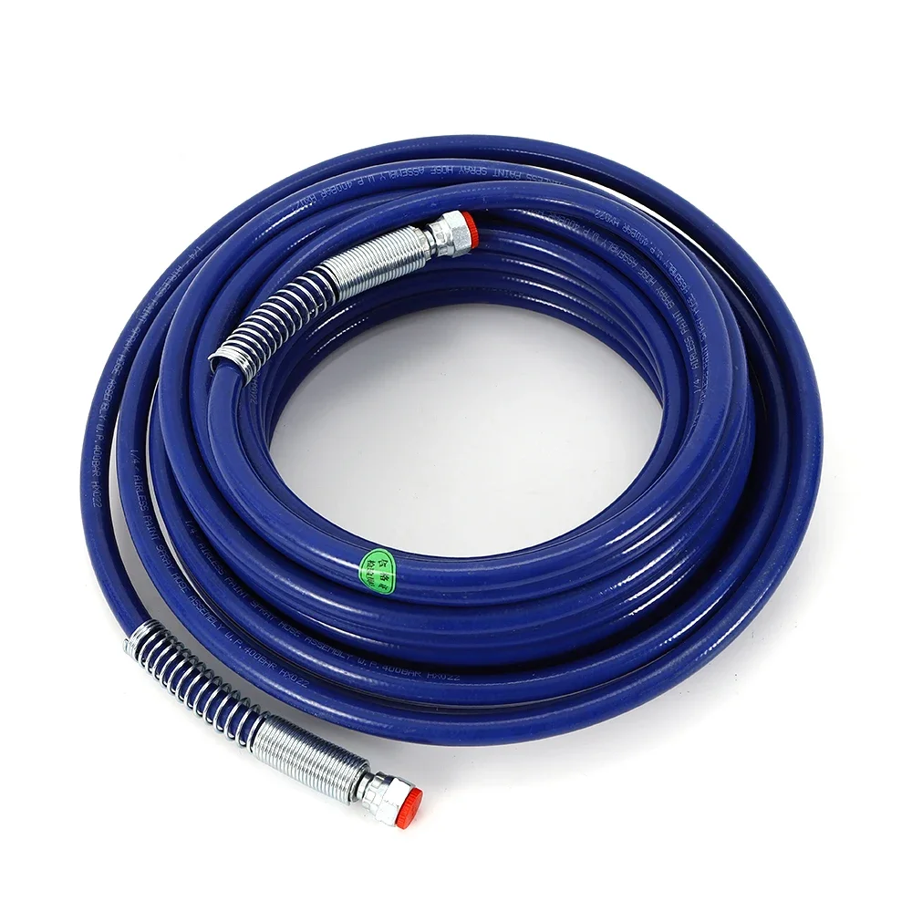 50ft  Airless Paint Hose 3300PSI High Pressure Hose Fiber Tube 1/4in Airless Sprayer Paint Hose Corrosion-Resistant